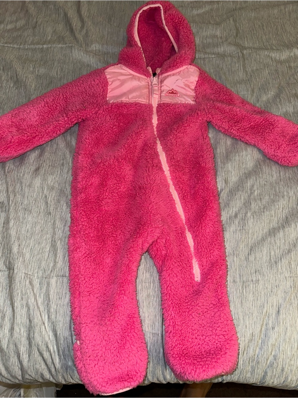 Snozu Hot Pink Sherpa Hooded One-Piece Footie